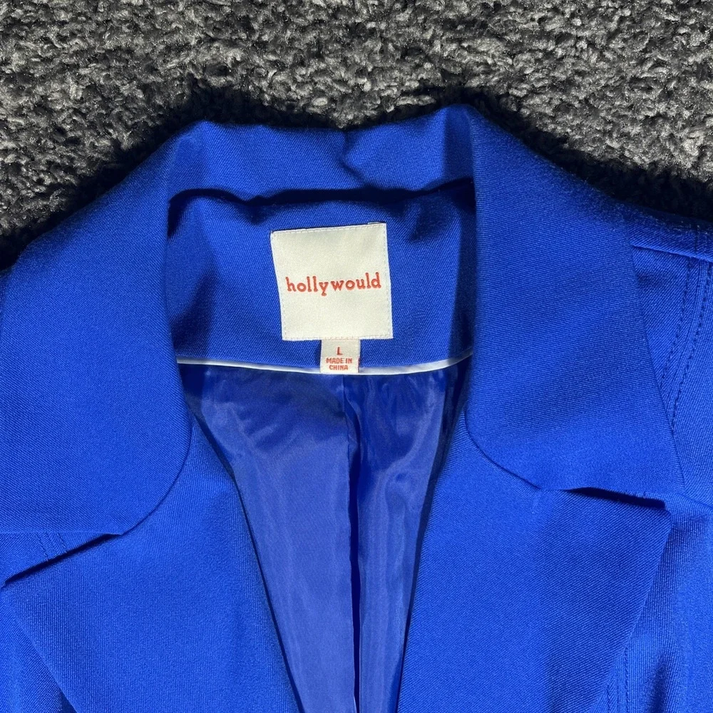 Ruched Blazer with Gold Accents, Color Royal Blue, Size‎ L